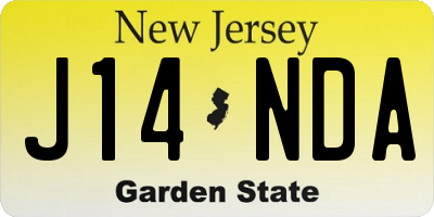 NJ license plate J14NDA