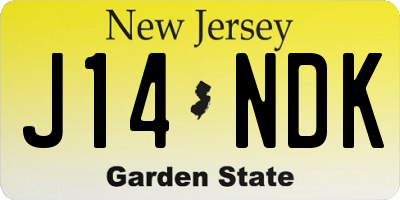 NJ license plate J14NDK