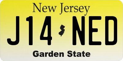 NJ license plate J14NED