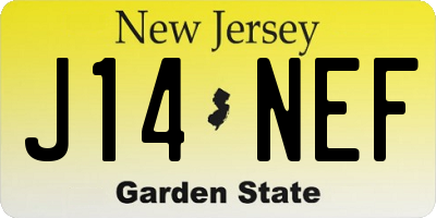 NJ license plate J14NEF