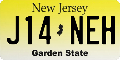 NJ license plate J14NEH