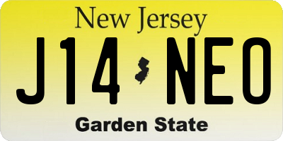 NJ license plate J14NEO