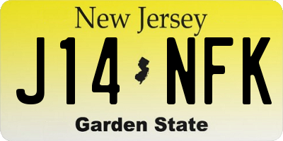 NJ license plate J14NFK