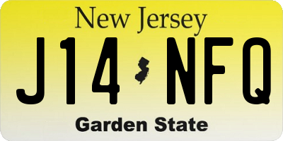 NJ license plate J14NFQ