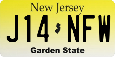 NJ license plate J14NFW