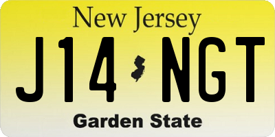 NJ license plate J14NGT