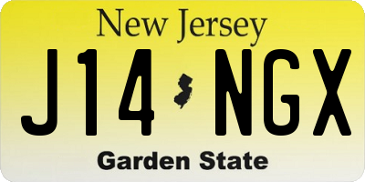 NJ license plate J14NGX