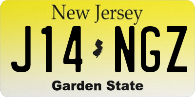 NJ license plate J14NGZ