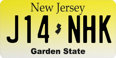 NJ license plate J14NHK