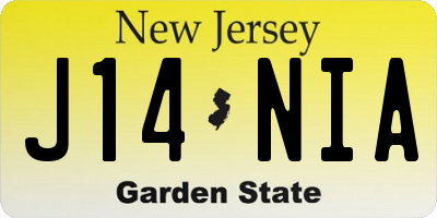 NJ license plate J14NIA