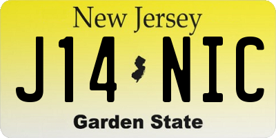 NJ license plate J14NIC