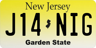 NJ license plate J14NIG