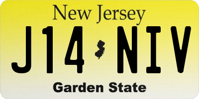 NJ license plate J14NIV