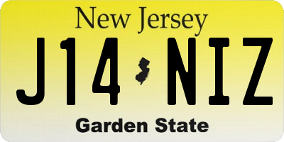 NJ license plate J14NIZ