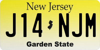NJ license plate J14NJM