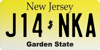 NJ license plate J14NKA