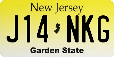 NJ license plate J14NKG