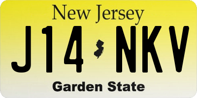 NJ license plate J14NKV