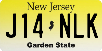 NJ license plate J14NLK