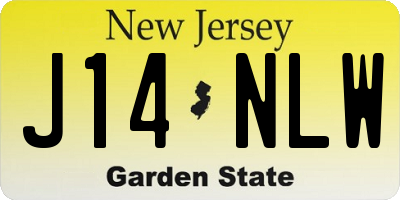 NJ license plate J14NLW