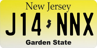 NJ license plate J14NNX