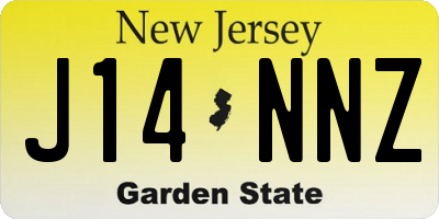 NJ license plate J14NNZ