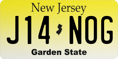 NJ license plate J14NOG