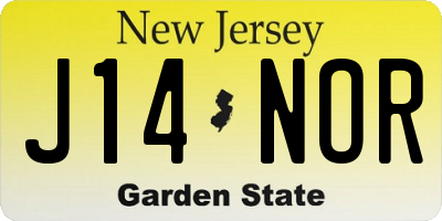NJ license plate J14NOR