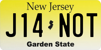 NJ license plate J14NOT