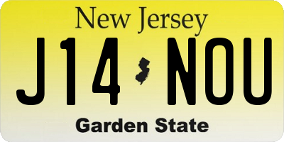 NJ license plate J14NOU