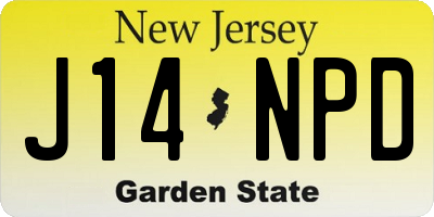 NJ license plate J14NPD
