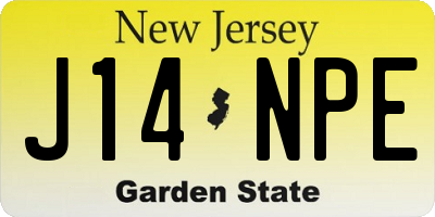 NJ license plate J14NPE