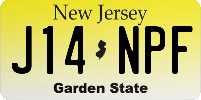 NJ license plate J14NPF