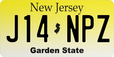NJ license plate J14NPZ