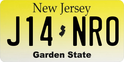 NJ license plate J14NRO