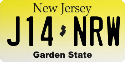 NJ license plate J14NRW