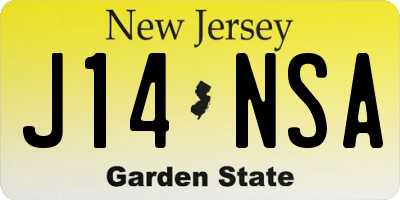 NJ license plate J14NSA