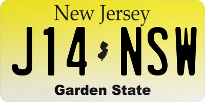 NJ license plate J14NSW