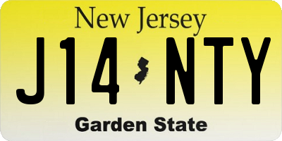 NJ license plate J14NTY
