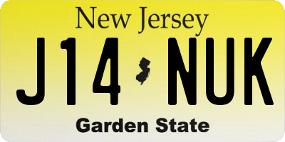 NJ license plate J14NUK