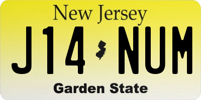 NJ license plate J14NUM