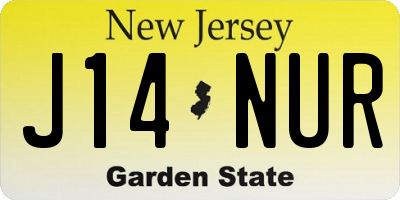 NJ license plate J14NUR