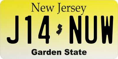 NJ license plate J14NUW