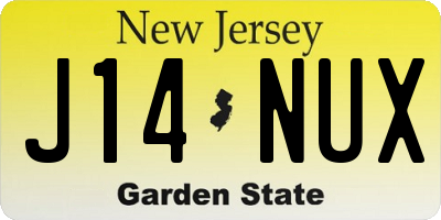 NJ license plate J14NUX