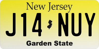 NJ license plate J14NUY