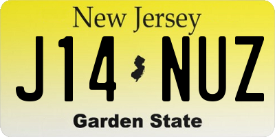 NJ license plate J14NUZ