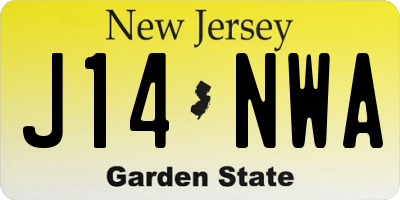 NJ license plate J14NWA