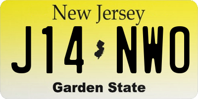 NJ license plate J14NWO