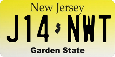 NJ license plate J14NWT