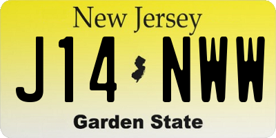 NJ license plate J14NWW